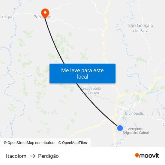 Itacolomi to Perdigão map