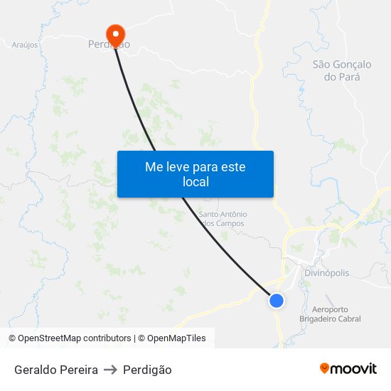 Geraldo Pereira to Perdigão map