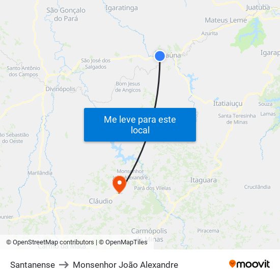 Santanense to Monsenhor João Alexandre map