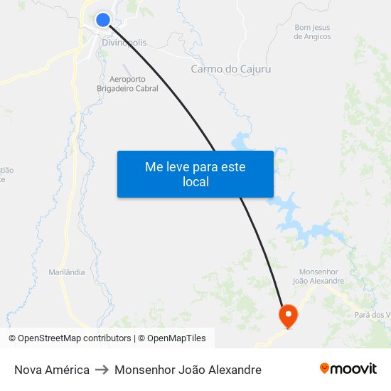 Nova América to Monsenhor João Alexandre map