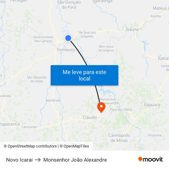 Novo Icaraí to Monsenhor João Alexandre map