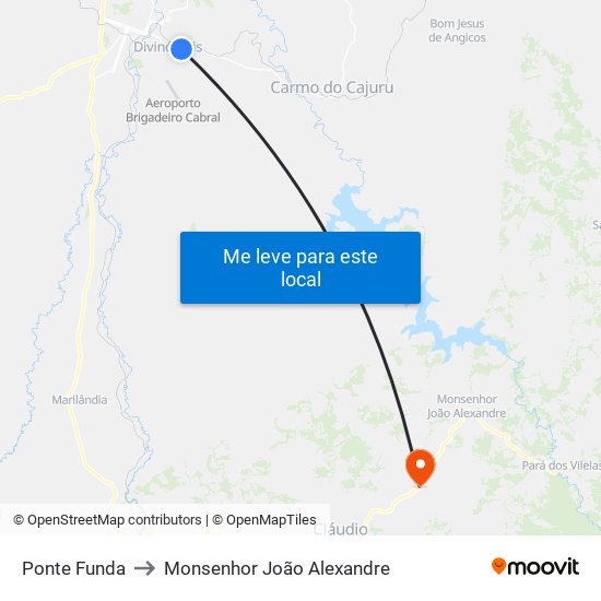 Ponte Funda to Monsenhor João Alexandre map