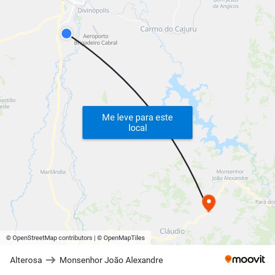 Alterosa to Monsenhor João Alexandre map