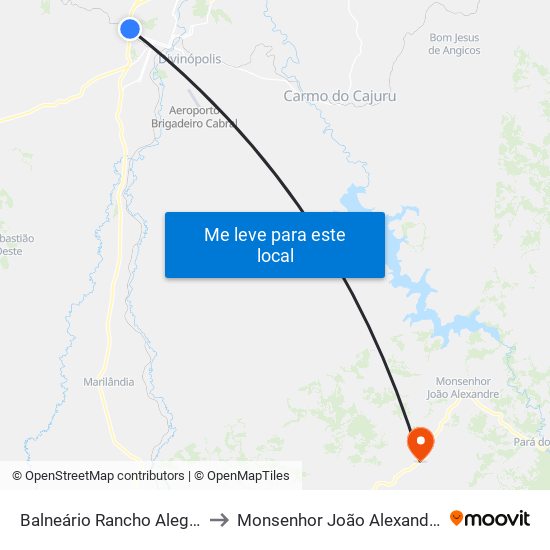 Balneário Rancho Alegre to Monsenhor João Alexandre map