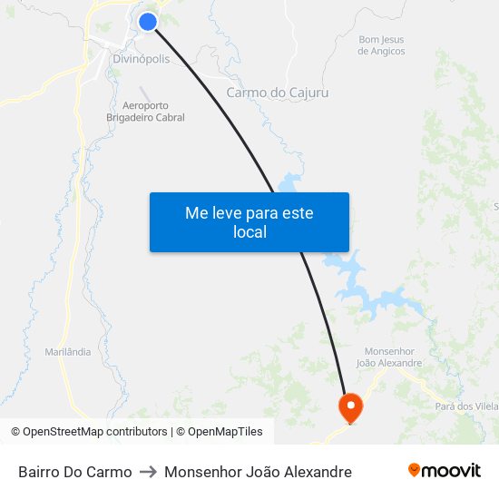 Bairro Do Carmo to Monsenhor João Alexandre map