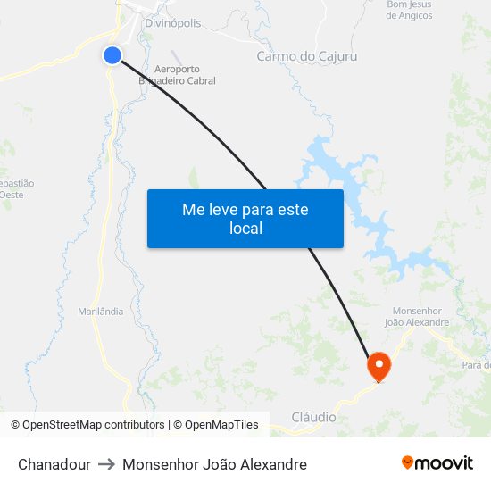 Chanadour to Monsenhor João Alexandre map