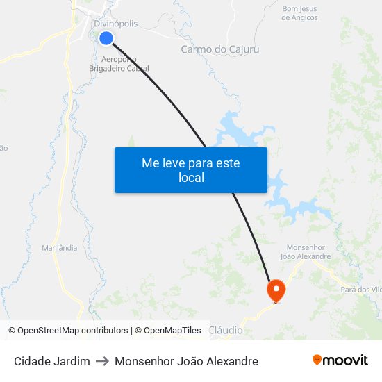 Cidade Jardim to Monsenhor João Alexandre map