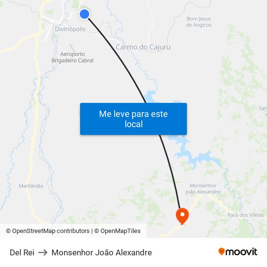 Del Rei to Monsenhor João Alexandre map