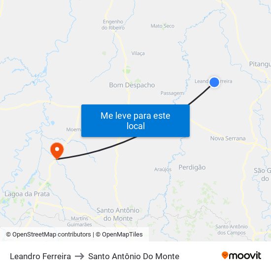 Leandro Ferreira to Santo Antônio Do Monte map