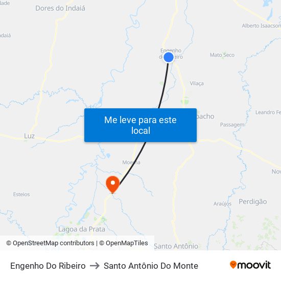 Engenho Do Ribeiro to Santo Antônio Do Monte map