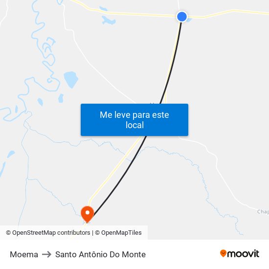 Moema to Santo Antônio Do Monte map