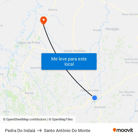 Pedra Do Indaiá to Santo Antônio Do Monte map