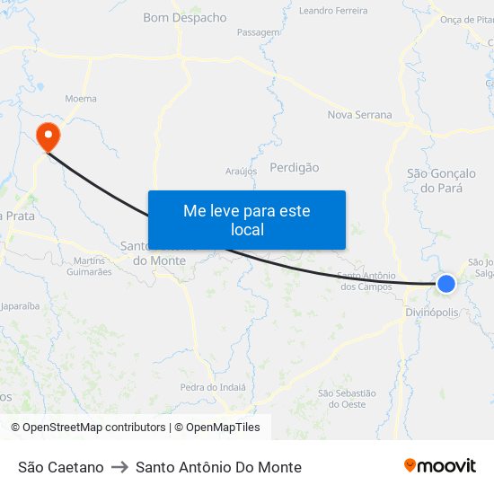 São Caetano to Santo Antônio Do Monte map