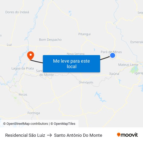 Residencial São Luiz to Santo Antônio Do Monte map