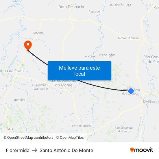 Florermida to Santo Antônio Do Monte map