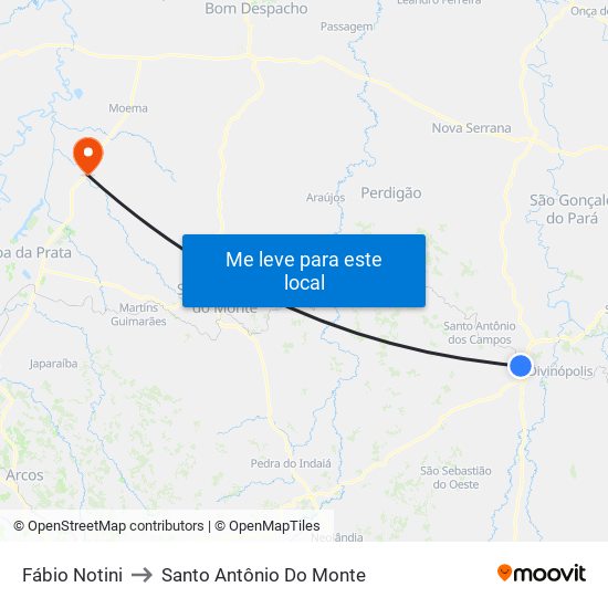 Fábio Notini to Santo Antônio Do Monte map