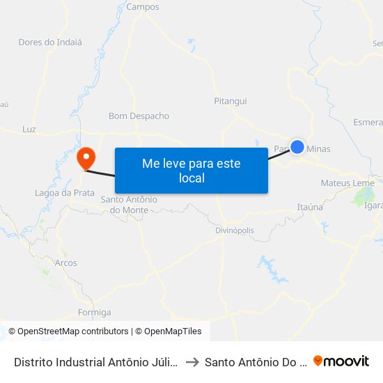 Distrito Industrial Antônio Júlio De Faria to Santo Antônio Do Monte map