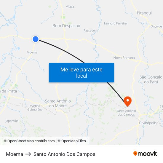 Moema to Santo Antonio Dos Campos map