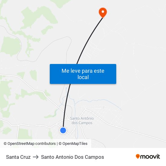 Santa Cruz to Santo Antonio Dos Campos map