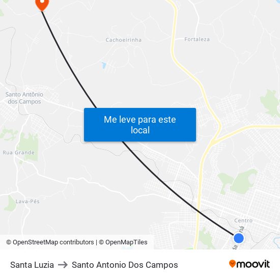 Santa Luzia to Santo Antonio Dos Campos map