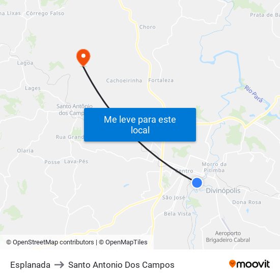 Esplanada to Santo Antonio Dos Campos map