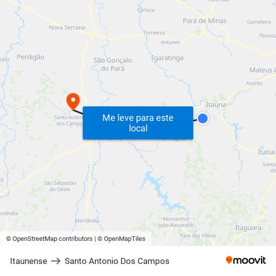 Itaunense to Santo Antonio Dos Campos map