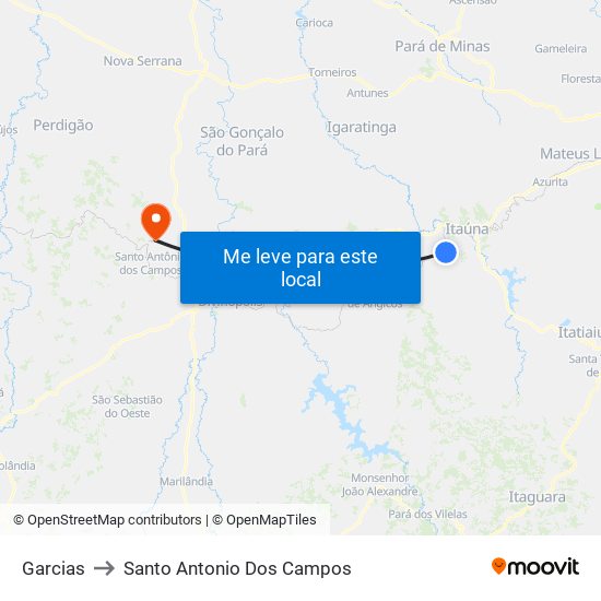 Garcias to Santo Antonio Dos Campos map