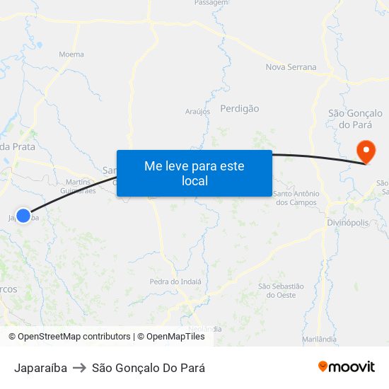Japaraíba to São Gonçalo Do Pará map