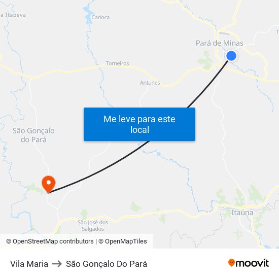 Vila Maria to São Gonçalo Do Pará map