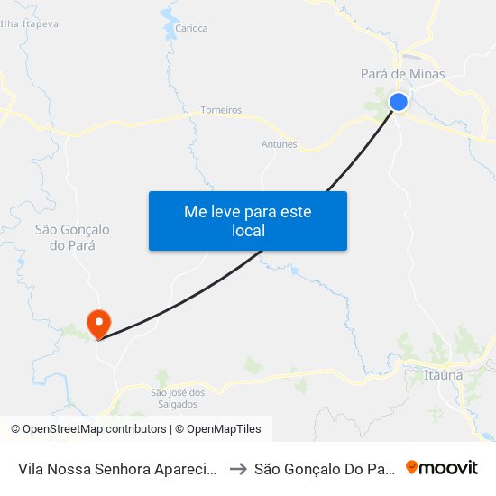 Vila Nossa Senhora Aparecida to São Gonçalo Do Pará map