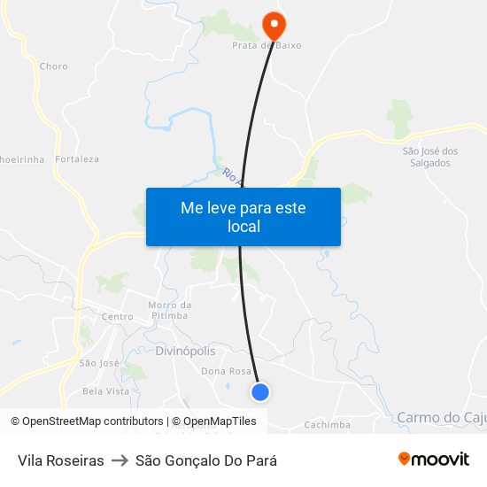 Vila Roseiras to São Gonçalo Do Pará map