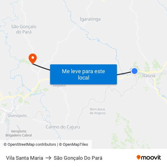 Vila Santa Maria to São Gonçalo Do Pará map