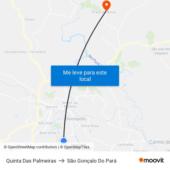 Quinta Das Palmeiras to São Gonçalo Do Pará map