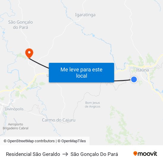 Residencial São Geraldo to São Gonçalo Do Pará map