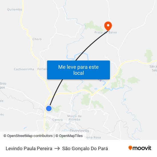 Levindo Paula Pereira to São Gonçalo Do Pará map