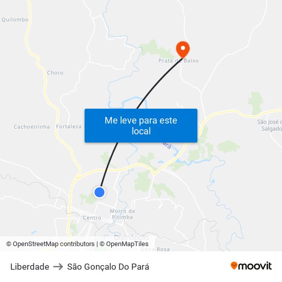 Liberdade to São Gonçalo Do Pará map