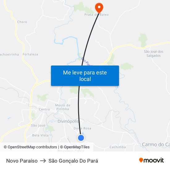 Novo Paraíso to São Gonçalo Do Pará map