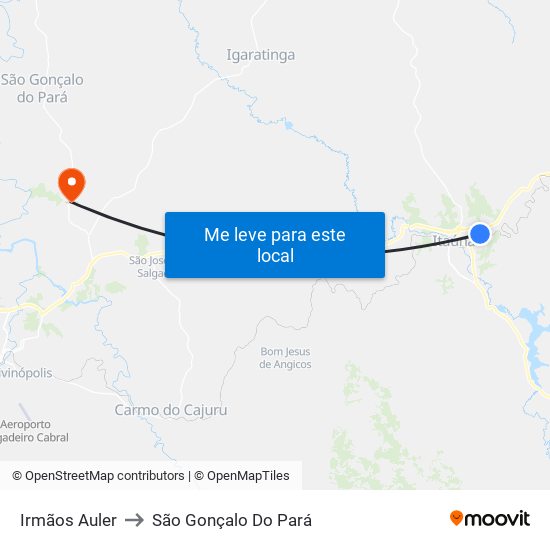 Irmãos Auler to São Gonçalo Do Pará map