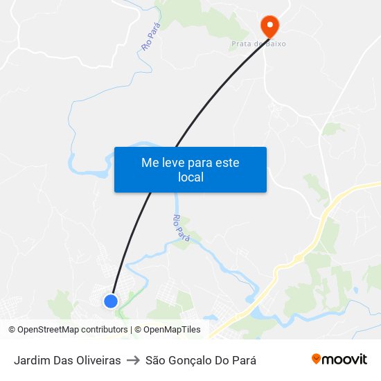 Jardim Das Oliveiras to São Gonçalo Do Pará map
