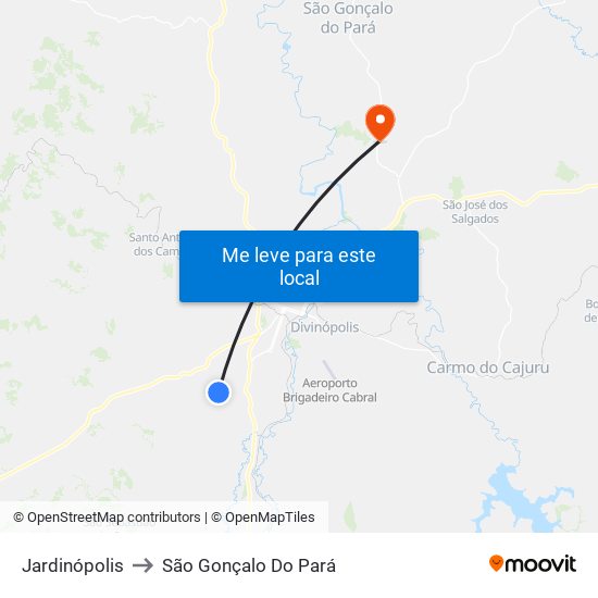 Jardinópolis to São Gonçalo Do Pará map