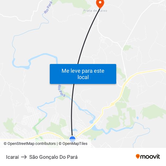 Icaraí to São Gonçalo Do Pará map