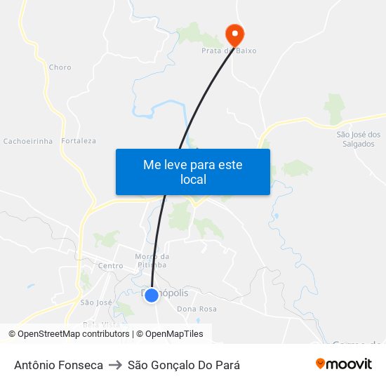 Antônio Fonseca to São Gonçalo Do Pará map