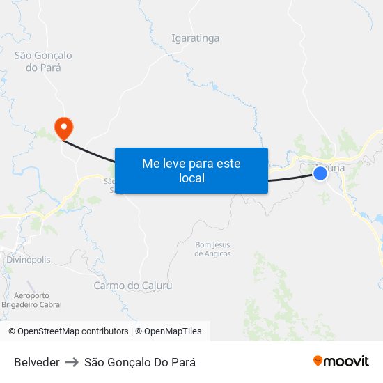 Belveder to São Gonçalo Do Pará map