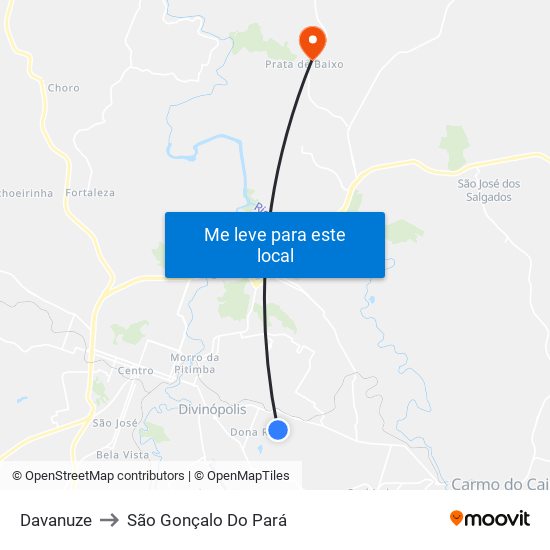 Davanuze to São Gonçalo Do Pará map