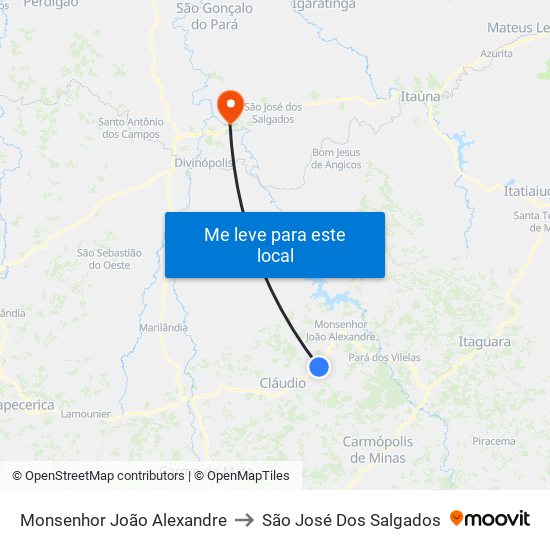 Monsenhor João Alexandre to São José Dos Salgados map