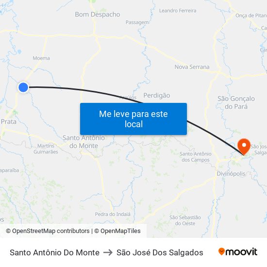 Santo Antônio Do Monte to São José Dos Salgados map