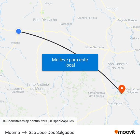 Moema to São José Dos Salgados map