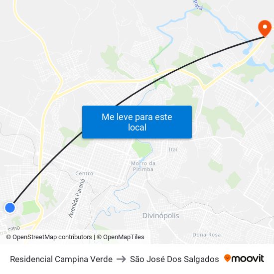 Residencial Campina Verde to São José Dos Salgados map