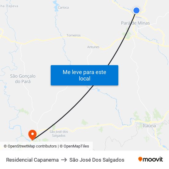 Residencial Capanema to São José Dos Salgados map