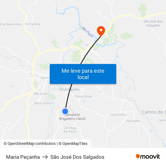 Maria Peçanha to São José Dos Salgados map